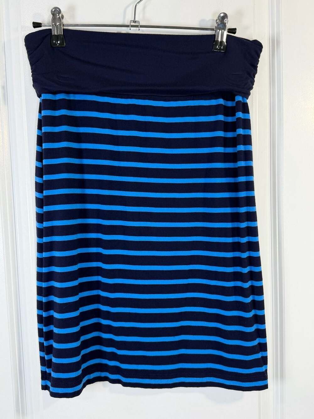 Gap Navy Blue Striped Fold-Over Waist Short Maxi Skirt Size S